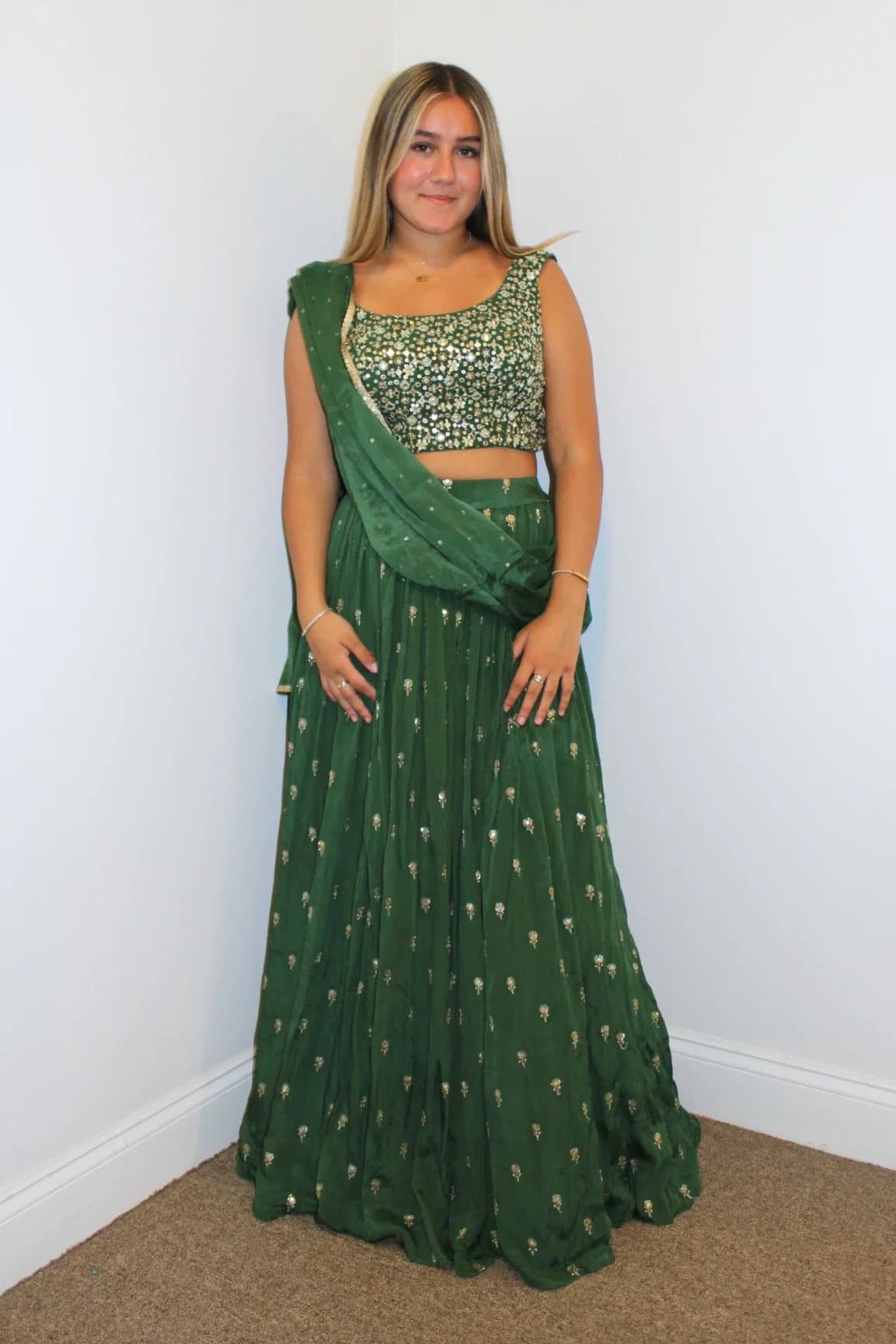 Image 1 of Jaya Lehenga Green - Rental