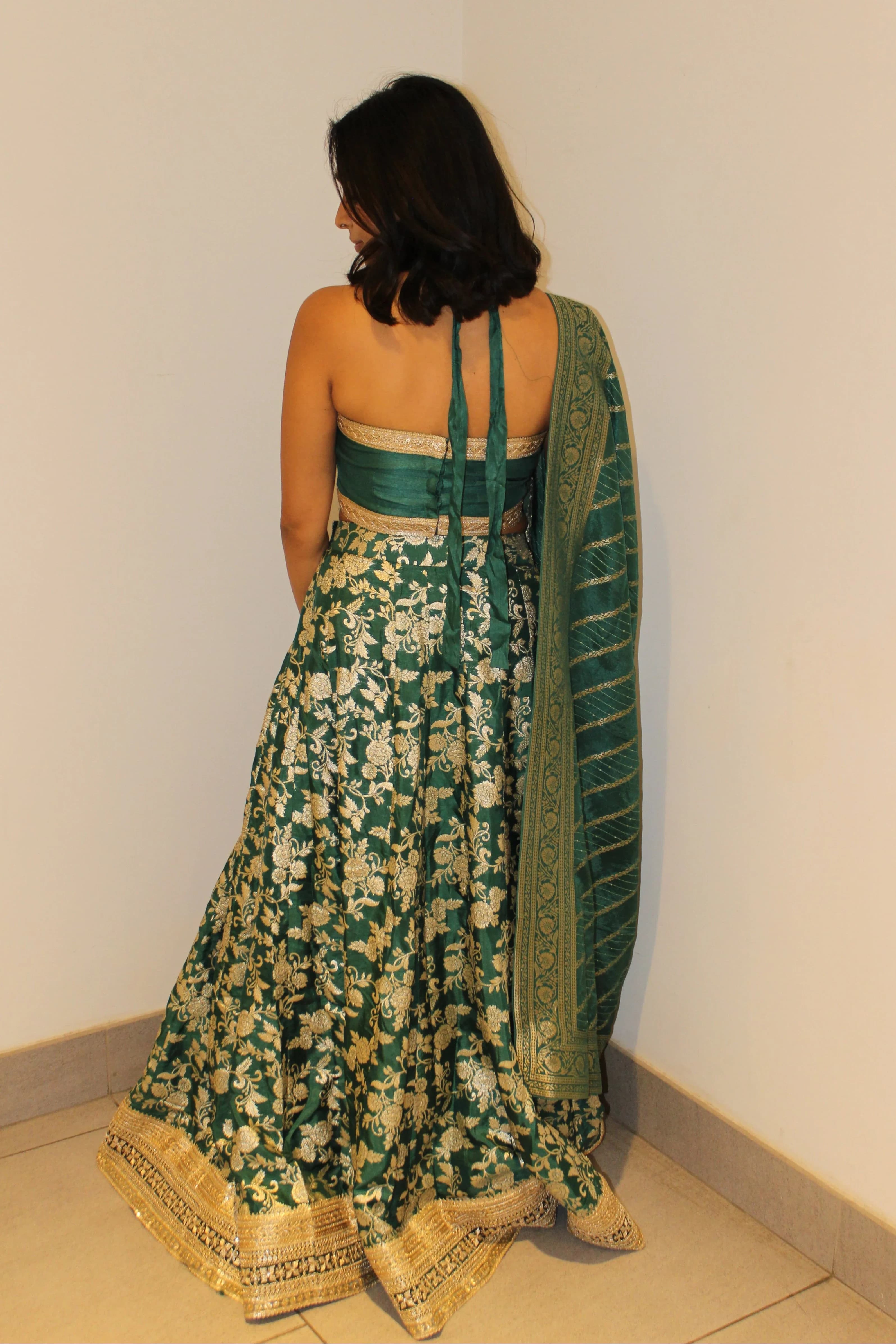 Image 2 of Sravya Lehenga Dark Green - Rental