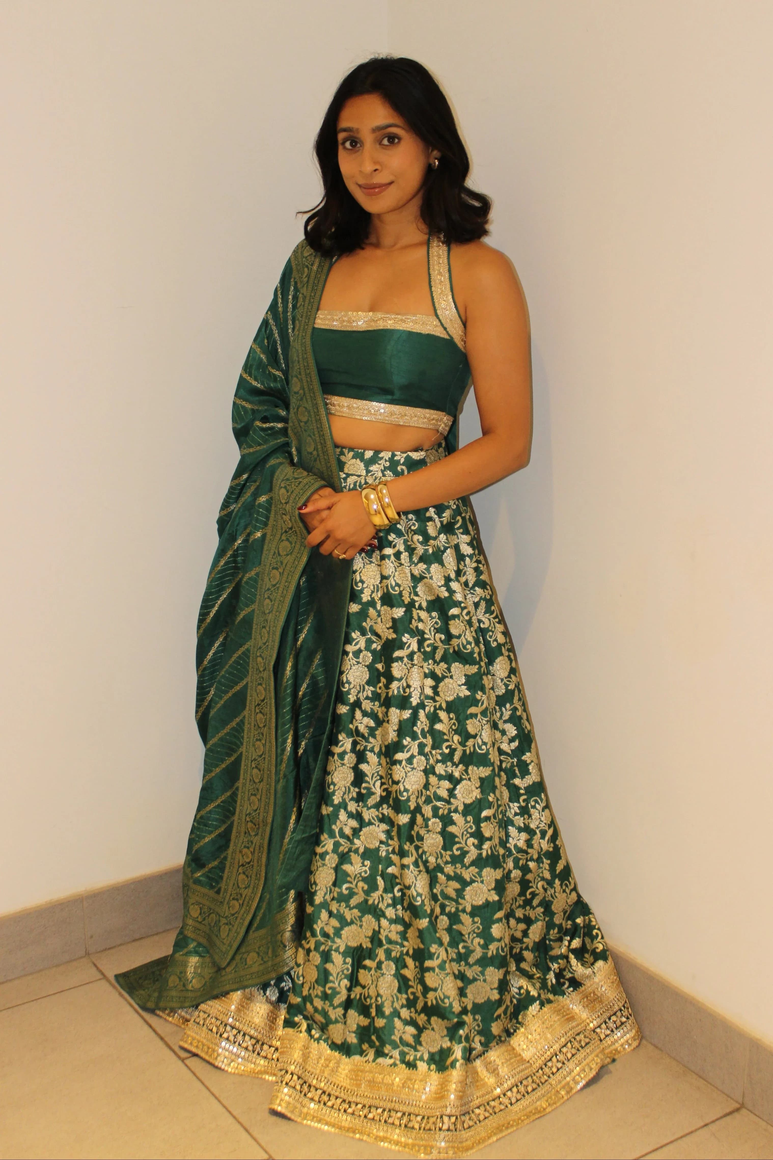 Image 1 of Sravya Lehenga Dark Green - Rental